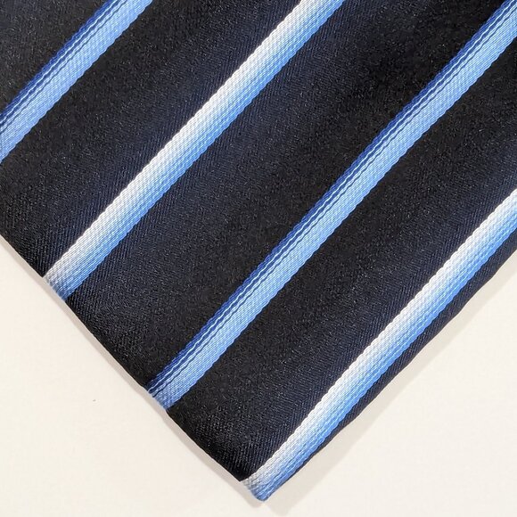 Paul Smith Dark Blue with light Blue Stripes Silk Tie - Made in Italy - Picture 5 of 8